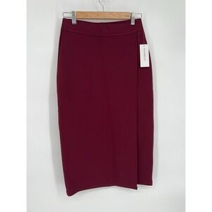 Liz Claiborne Burgundy‎ Passion Faux Wrap Skirt Women Sz XS NWT Org $44